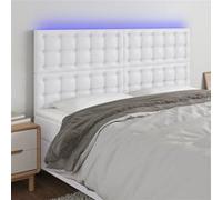 Tête De Lit Led En Similicuir Blanc 160x5x118/128 Cm, Bande Découpable Par Usb Blanc