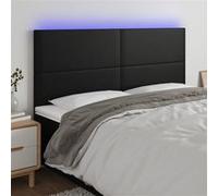 vidaXL Tête de Lit à LED Meuble de Chambre à Coucher Accessoire de Lit Double Tête de Cadre de Lit Intérieur Noir 160x5x118/128 cm Similicuir