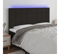 Vidaxl Tête De Lit À Led Noir 160x5x118/128 Cm Tissu Noir