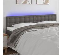 vidaXL Tête de Lit à LED Meuble de Chambre à Coucher Accessoire de Lit Double Tête de Cadre de Lit Intérieur Gris 160x5x78/88 cm Similicuir