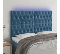vidaXL Tête de lit à LED pour lit double velours bleu foncé 160×7×118/128 cm