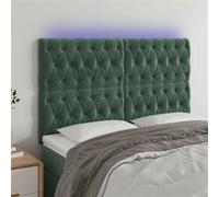 vidaXL Tête de lit LED 3122817 - 160x7x118/128 cm - Velours Vert foncé