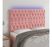 vidaXL Hoofdbord LED 160x7x118/128 cm fluweel roze3122819 Rose G