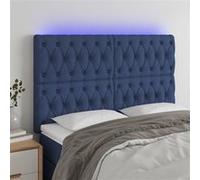 Vidaxl Tête De Lit À Led Bleu 160x7x118/128 Cm Tissu Bleu