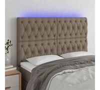 Tête de Lit à LED Meuble de Chambre à Coucher Accessoire de Lit Double Tête de Cadre de Lit Intérieur Taupe 160x7x118/128 cm Tissu