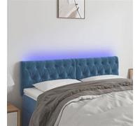 vidaXL Tête de lit LED Velours bleu foncé 160x7x78/88 cm