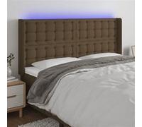 vidaXL Hoofdbord LED 163x16x118/128 cm stof donkerbruin3124491 Marron G