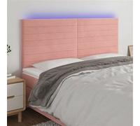 vidaXL Tête de lit à LED Rose 180x5x118/128 cm Velours