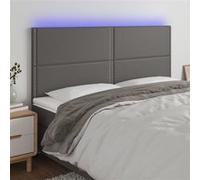 Vidaxl Tête De Lit À Led Gris 180x5x118/128 Cm Similicuir Gris