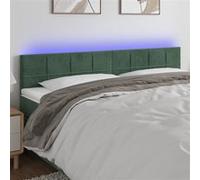 vidaXL Tête de Lit à LED Meuble de Chambre à Coucher Accessoire de Lit Double Tête de Cadre de Lit Intérieur Vert Foncé 180x5x78/88 cm Velours