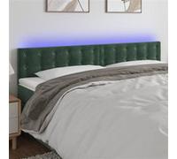 vidaXL Tête de Lit à LED Meuble de Chambre à Coucher Accessoire de Lit Double Tête de Cadre de Lit Intérieur Vert Foncé 180x5x78/88 cm Velours