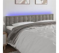 vidaXL Tête de Lit à LED Meuble de Chambre à Coucher Accessoire de Lit Double Tête de Cadre de Lit Intérieur Gris Clair 180x5x78/88 cm Velours