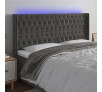 Tête de Lit à LED Gris Foncé 163x16x78/88 cm Velours Meuble de Chambre vidaXL