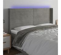 Vidaxl Tête De Lit À Led Gris Clair 183x16x118/128 Cm Velours Gris