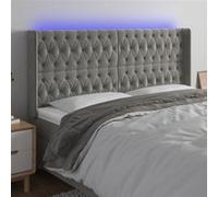 Hoofdbord LED 183x16x118/128 cm fluweel lichtgrijs3124444