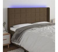 vidaXL Hoofdbord LED 183x16x118/128 cm stof donkerbruin3124065 Marron G