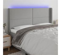vidaXL Hoofdbord LED 183x16x118/128 cm stof lichtgrijs3123922 Gris clair G