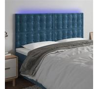 vidaXL Hoofdbord LED 200x5x118/128 cm fluweel donkerblauw3122928 Bleu G