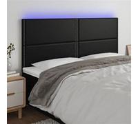 vidaXL Tête de Lit à LED Meuble de Chambre à Coucher Accessoire de Lit Double Tête de Cadre de Lit Intérieur Noir 200x5x118/128 cm Similicuir