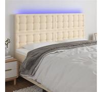 vidaXL Tête de lit à LED double en tissu crème 200x5x118/128 cm