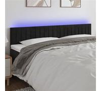 vidaXL Tête de lit à LED pour lit double Velours Noir 200x5x78/88 cm