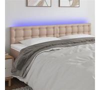 vidaXL Tête de Lit à LED Meuble de Chambre à Coucher Accessoire de Lit Double Tête de Cadre de Lit Intérieur Cappuccino 200x5x78/88 cm Similicuir