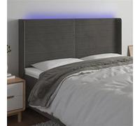 vidaXL Tête de lit à LED Gris foncé 203x16x118/128 cm Velours
