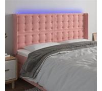 Hoofdbord LED 203x16x118/128 cm fluweel roze3124553
