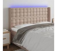 Hoofdbord LED 203x16x118/128 cm kunstleer cappuccinokleurig3124161