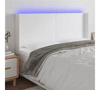 vidaXL Hoofdbord LED 203x16x118/128 cm kunstleer wit3123877 Blanc G