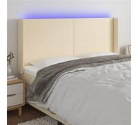 vidaXL Tête de lit à LED Crème 203x16x118/128 cm Tissu