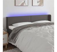 Hoofdbord LED 203x16x78/88 cm kunstleer grijs3123068