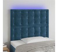 vidaXL Tête de lit à LED Bleu foncé 80x5x118/128 cm Velours