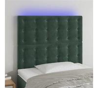 vidaXL Tête de lit à LED Velours Vert foncé 80x5x118/128 cm pour lit simple