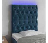 vidaXL Hoofdbord LED 80x7x118/128 cm fluweel donkerblauw3122794 Bleu G