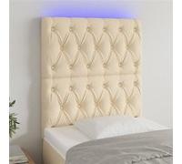 vidaXL Hoofdbord LED 80x7x118/128 cm stof crÃmekleurig3122739 Blanc G