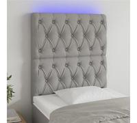 vidaXL Hoofdbord LED 80x7x118/128 cm stof lichtgrijs3122734 Gris clair G
