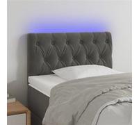 vidaXL Hoofdbord LED 80x7x78/88 cm fluweel donkergrijs3121979 Gris foncé G