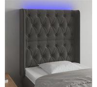 Tête de Lit à LED Meuble de Chambre à Coucher Accessoire de Lit Simple Tête de Cadre de Lit Intérieur Gris Foncé 83x16x118/128 cm Velours