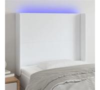 Vidaxl Tête De Lit À Led Blanc 83x16x118/128 Cm Similicuir Blanc