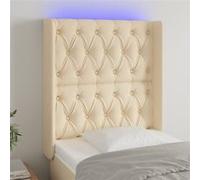 Tête de Lit à LED Meuble de Chambre à Coucher Accessoire de Lit Simple Tête de Cadre de Lit Intérieur Crème 83x16x118/128 cm Tissu