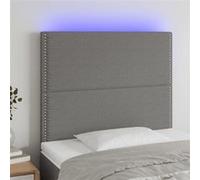 Tête de Lit à LED Meuble de Chambre à Coucher Accessoire de Lit Simple Tête de Cadre de Lit Intérieur Gris Foncé 90x5x118/128 cm Tissu