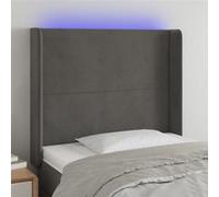 Vidaxl Tête De Lit À Led Gris Foncé 93x16x118/128 Cm Velours Gris