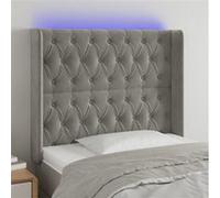 Hoofdbord LED 93x16x118/128 cm fluweel lichtgrijs3124420