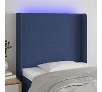 vidaXL Hoofdbord LED 93x16x118/128 cm stof blauw3123756 Bleu G