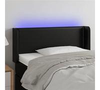 vidaXL Tête de Lit à LED Meuble de Chambre à Coucher Accessoire de Lit Simple Tête de Cadre de Lit Intérieur Noir 93x16x78/88 cm Similicuir Noir