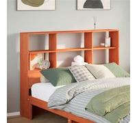 Tête de lit avec rangement cire marron 120cm bois massif de pin, tête de lit en bois, tête de lit avec rangement, tête de lit sur pied 855668