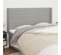 vidaXL Hoofdbord met randen 163x16x118/128 cm stof lichtgrijs3119726 Gris clair G