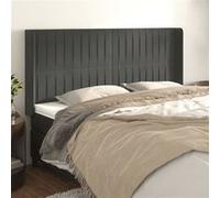 vidaXL Hoofdbord met randen 203x16x118/128 cm fluweel donkergrijs3119885 Gris foncé G
