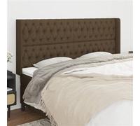 vidaXL Hoofdbord met randen 203x16x118/128 cm stof donkerbruin3119941 Marron G